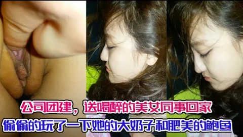 公司团建 送喝醉的女同事回家，偷偷的玩了一下她的大奶子和肥美的鲍鱼