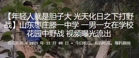 山东枣庄滕一中学一男一女在学校花园中野战视频曝光流出